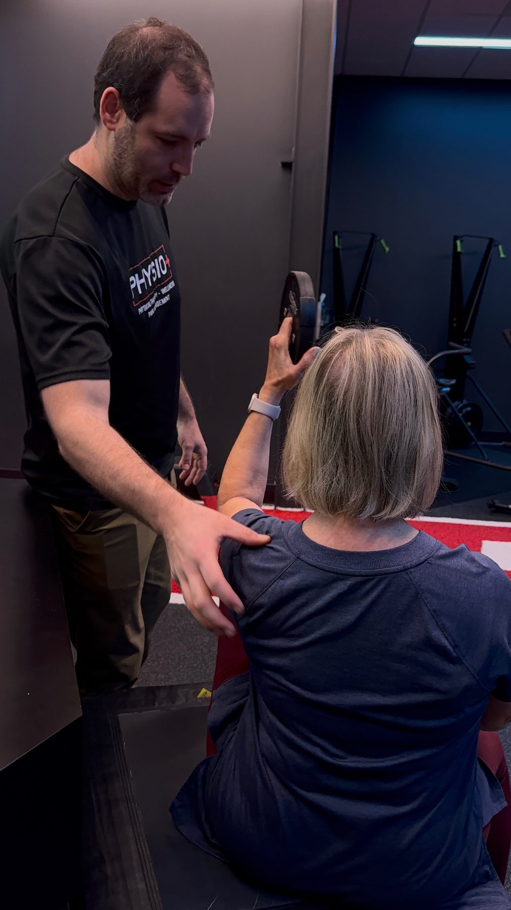 Mobility work with a senior patient at Physio+